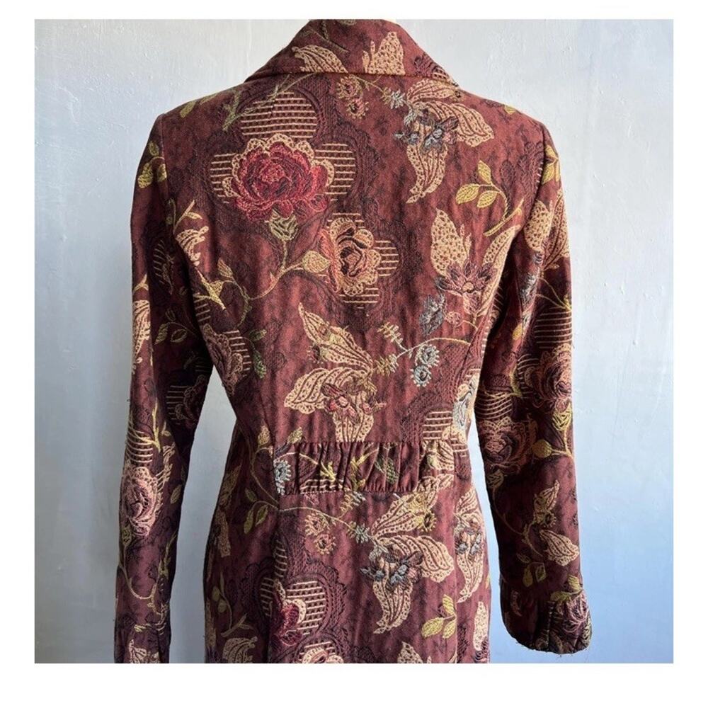 CAbi Womens 10 Floral Jacquard Long Blazer Coat Victorian Floral Elegant Wedding - Picture 5 of 14